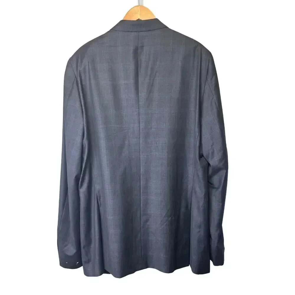 New Peter Millar Mens Custom Suit Sports Coat Jacket 100% Wool Blue‎ Gray Plaid